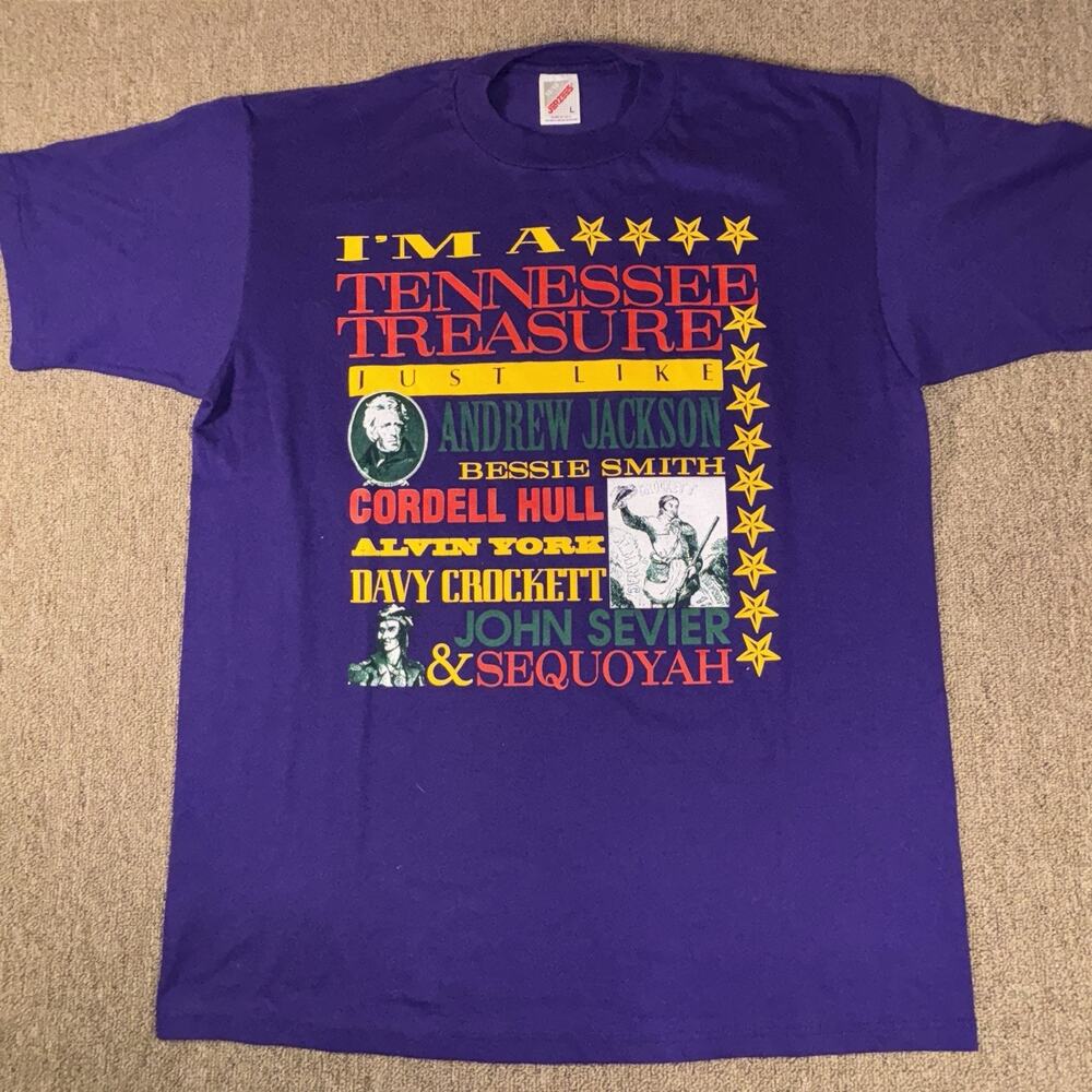 Vintage Tennessee Treasure History Themed Men’s T-shirt Purple Large - Picture 1 of 10